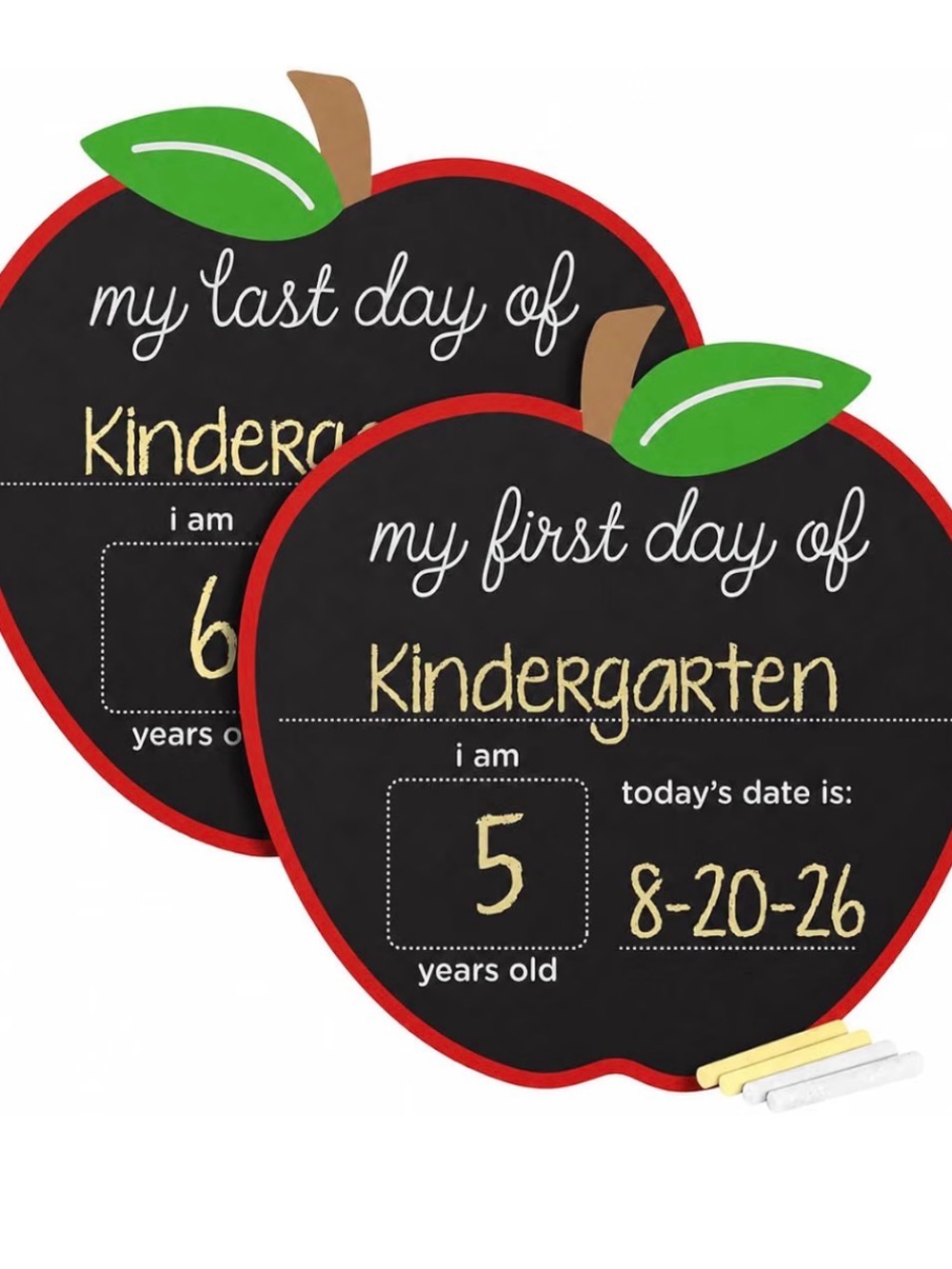Pearhead Chalkboard Apple 'First & Last Day' Photo Sign NWT